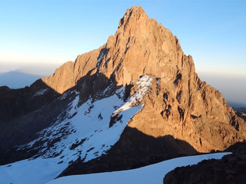 Mount Kenya 4 Days Trek peak view showing the rugged summit points of Mount Keny