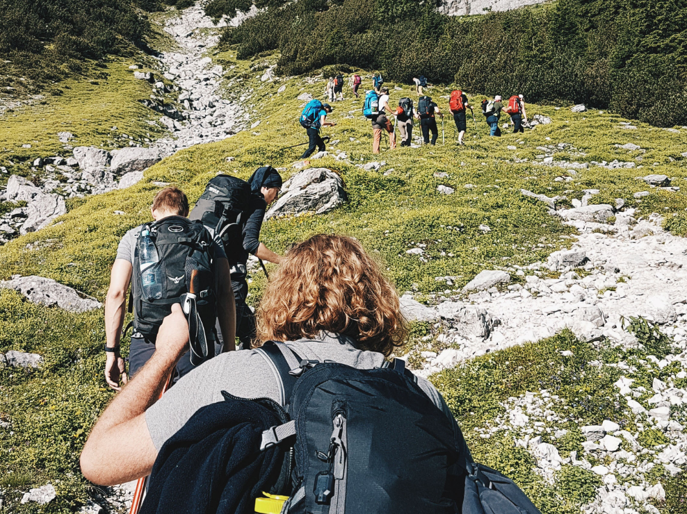 Trekkers climbing Mount Kenya on the 5 Days 4 Nights Climbing Mount Kenya – In Sirimon, Out Chogoria Route adventure.