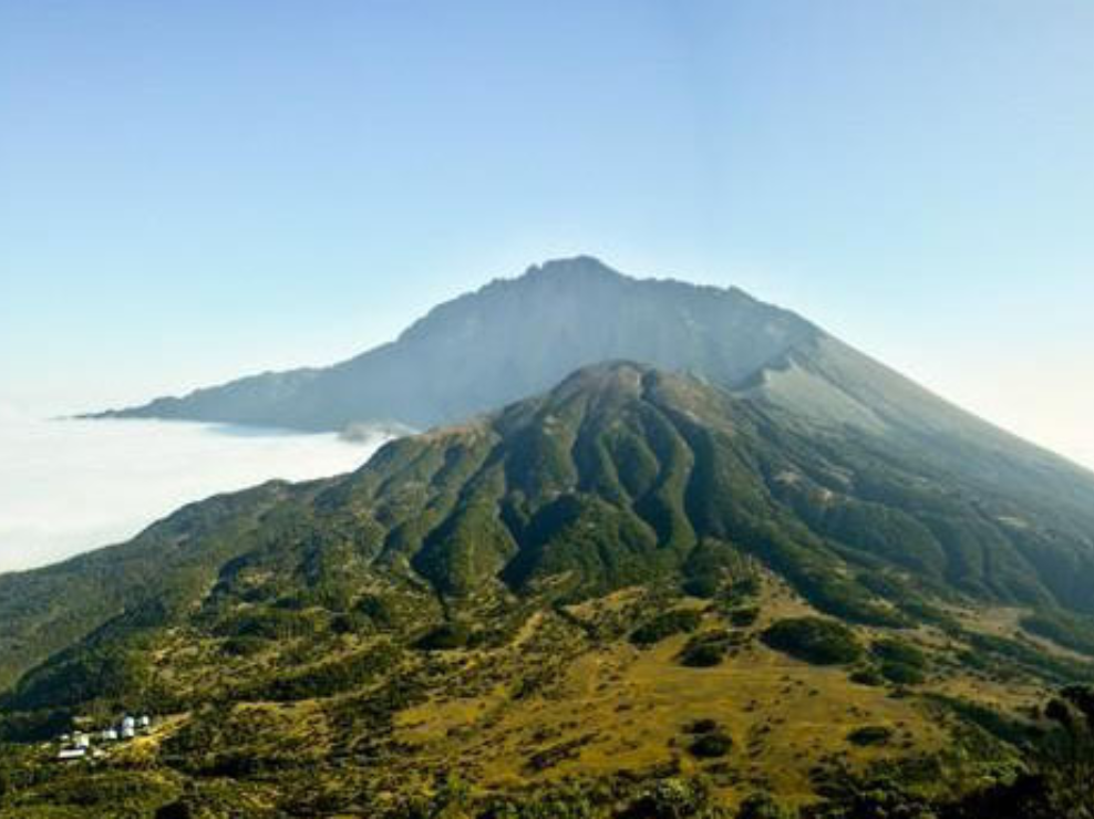 Mount Meru seen from a distance during the Mount Meru Trek in Tanzania